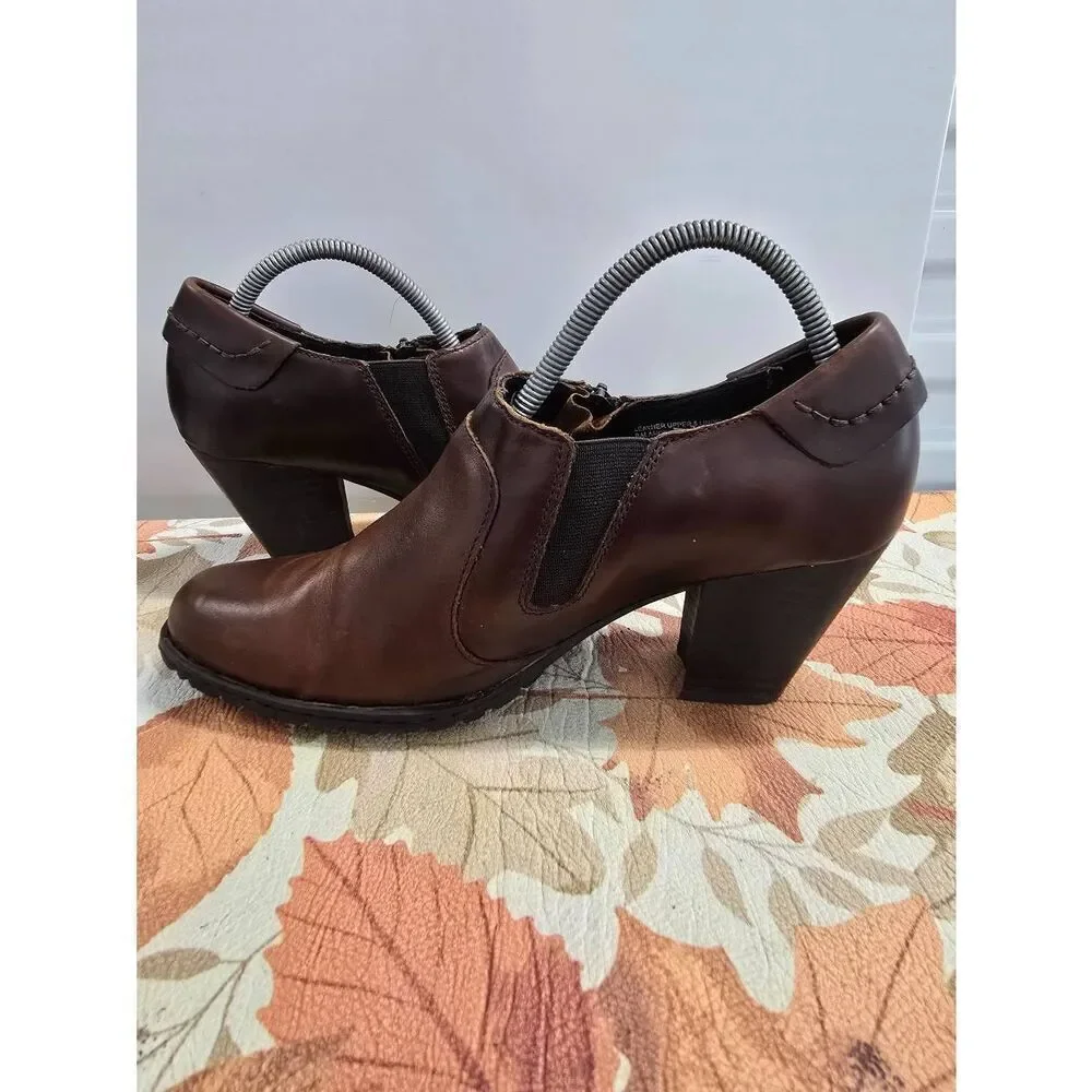 Born Carteret Ankle Bootie Heels W62501 Brown Leather Zip Women’s Size 10